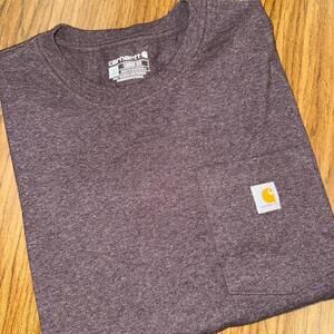 Carhartt T Shirt Womens Large Purple Short Sleeve Loose Fit Heavyweight Pocket